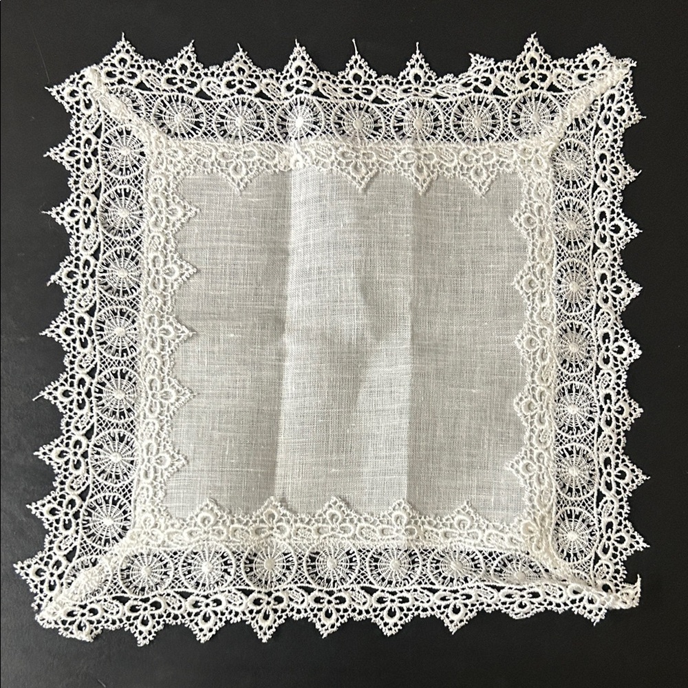 Elegant White Lace Handkerchief